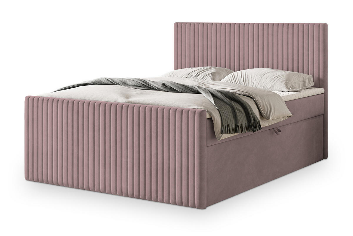 POSTEL BOXSPRING TERVAN 160x200 cm, s matrací a úložným prostorem, starorůžová - starorůžová, kompozitní dřevo/textil (160/200cm) - MASSENO