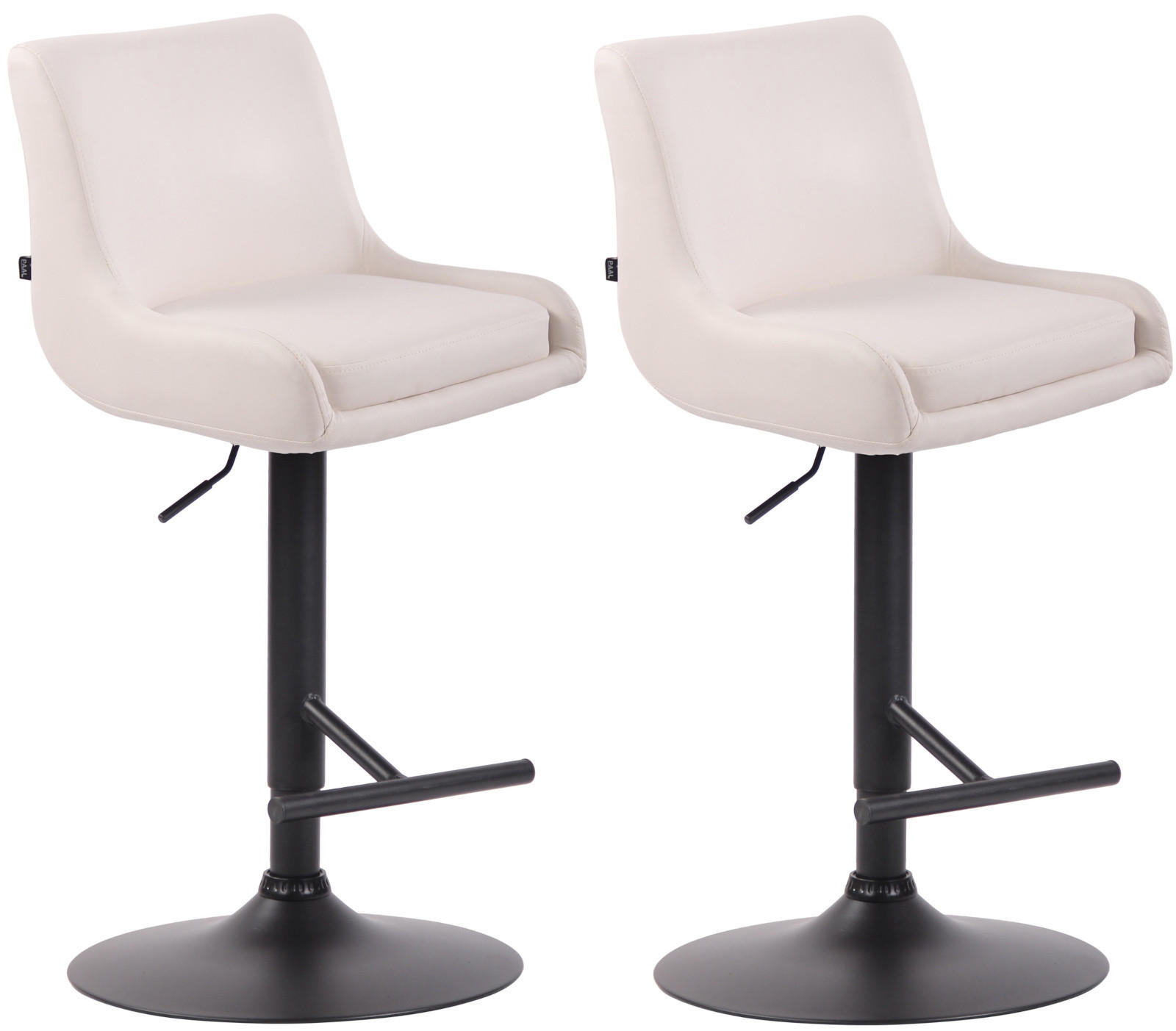 BARHOCKER 2er Set Lederlook weiß - Schwarz/Weiß, Textil/Metall (43/90/50cm) - CLP