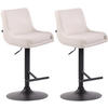 BARHOCKER 2er Set Lederlook weiß - Schwarz/Weiß, Textil/Metall (43/90/50cm) - CLP