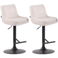 BARHOCKER 2er Set Lederlook weiß - Schwarz/Weiß, Textil/Metall (43/90/50cm) - CLP