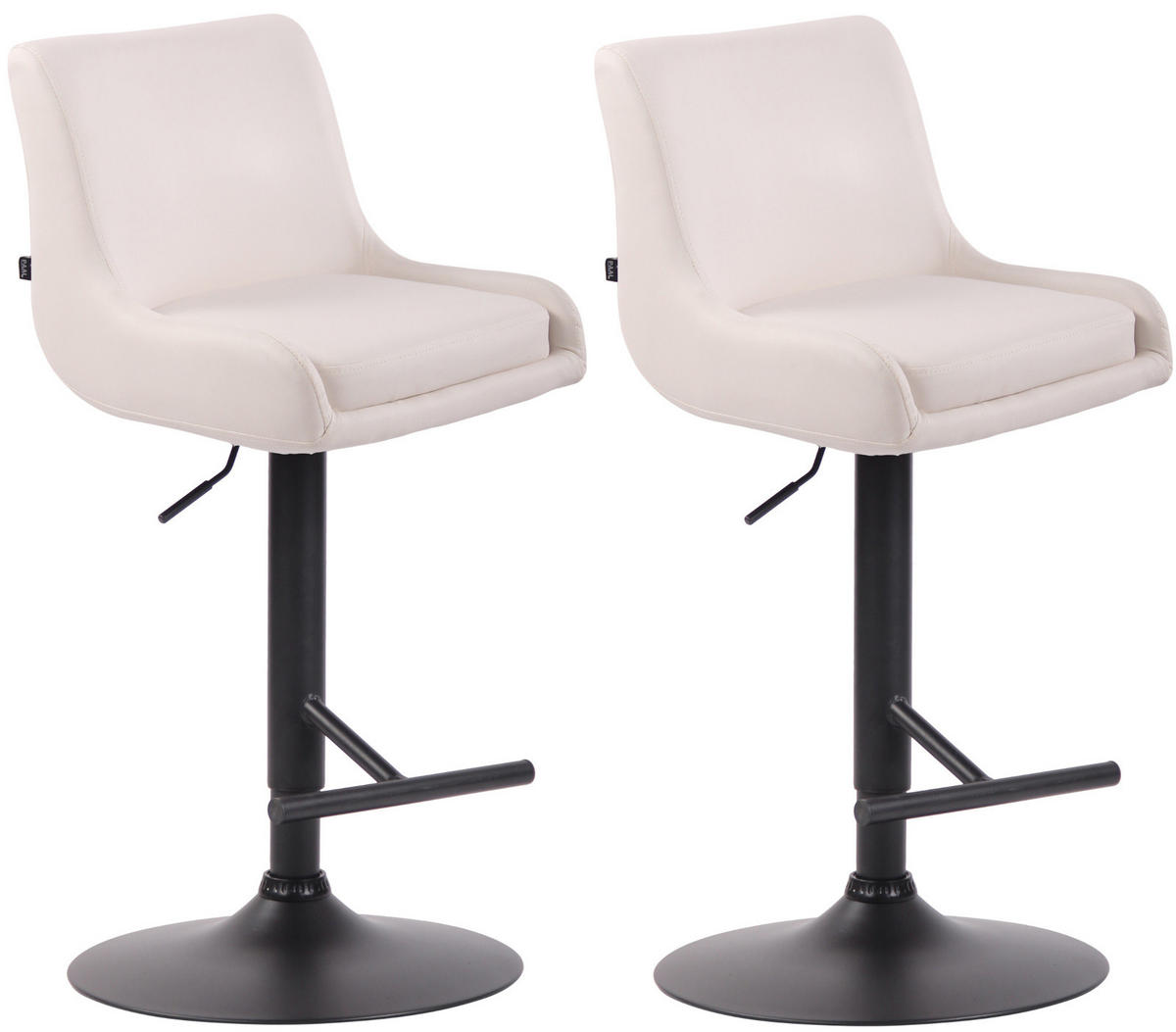 BARHOCKER 2er Set Lederlook weiß - Schwarz/Weiß, Textil/Metall (43/90/50cm) - CLP