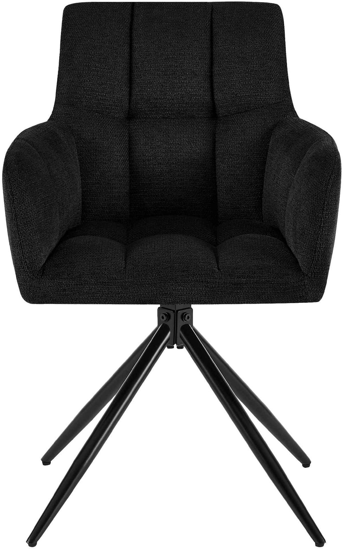 ESSZIMMERSTUHL 2er Set Debas Stoff Schwarz Wohnzimmerstuhl - Schwarz, Textil (59/87/59cm) - DELUKE