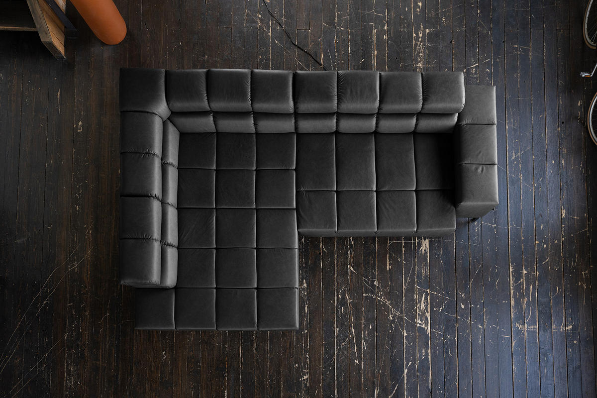 ECKSOFA NELSON Schwarz Leder Relaxfunktion - Schwarz, Leder/Metall (321/216cm) - KAWOLA
