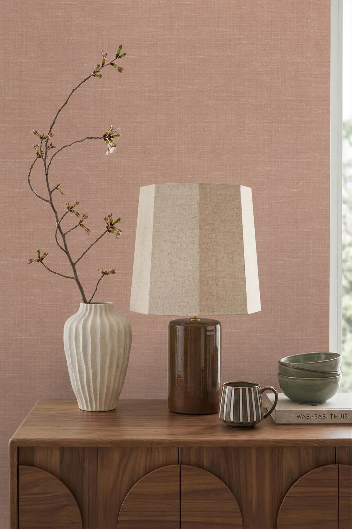 TAPETE Leinen-Optik 53 cm x 10.05 m - Terracotta, Papier (53/1000cm) - Origin Wallcoverings