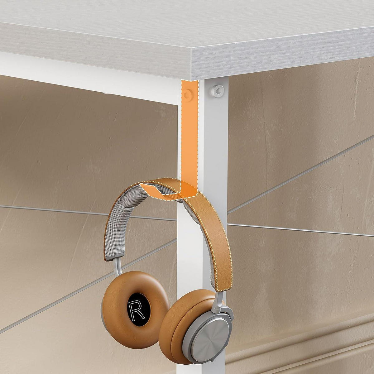 SCHREIBTISCH Weiß 80/40 cm mit Kopfhörerhalter - Weiß, Holzwerkstoff (48/120/73.5cm)