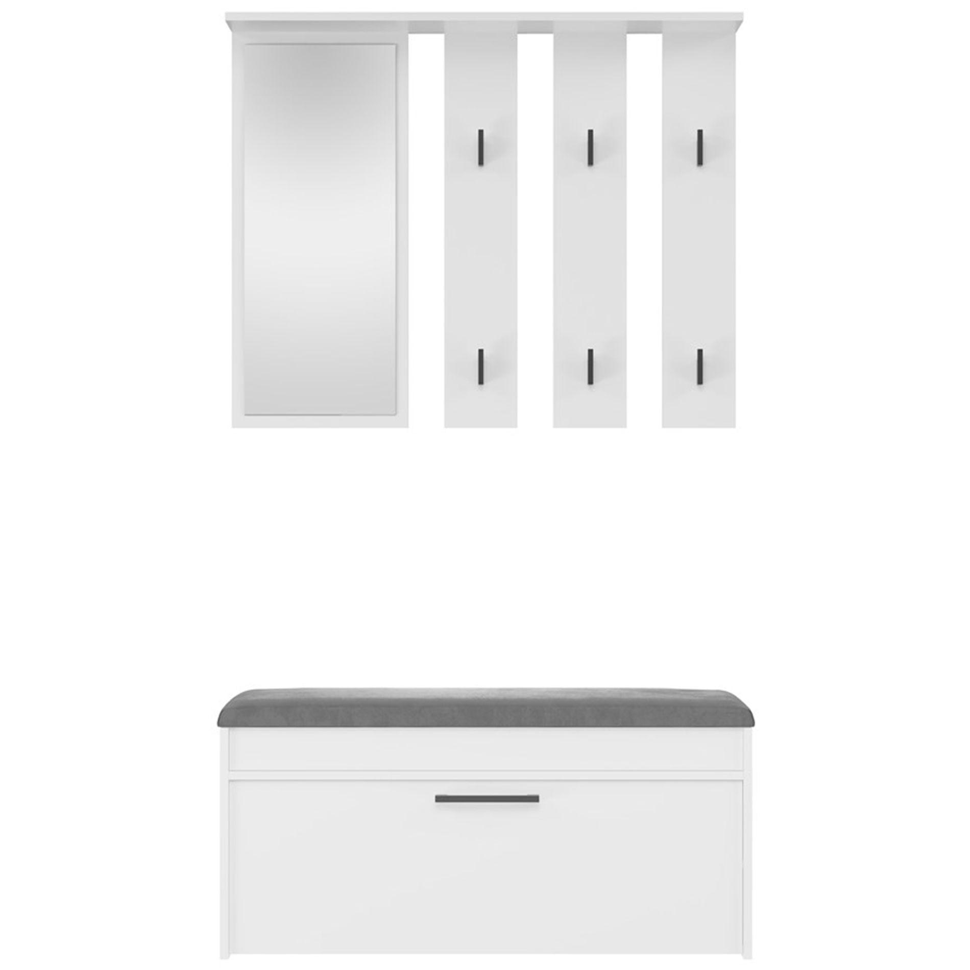 FLURMÖBEL-SET Parmani Weiß - Schwarz/Weiß, Holzwerkstoff/Metall (100/180/35cm) - Selsey