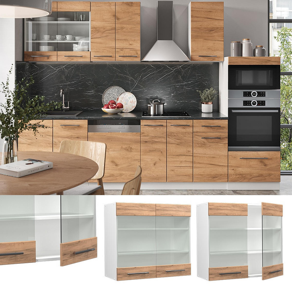 KÜCHENGLASSCHRANK Fame-Line Goldkraft Eiche 80 cm - Honigeiche/Weiß, Holzwerkstoff (80/72/34.1cm) - Vicco