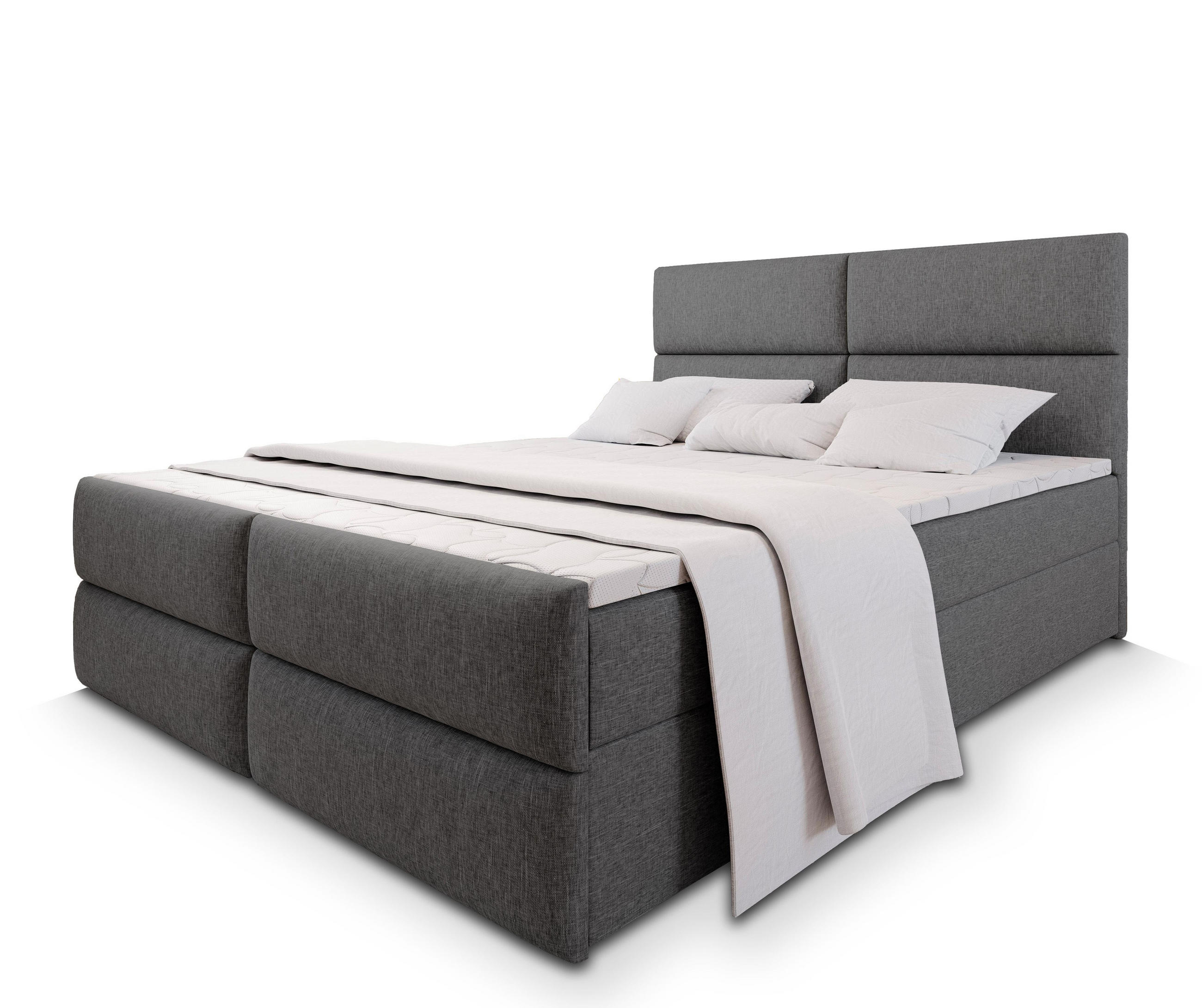 POSTEL BOXSPRING MULEN 160x200 cm, s matrací a úložným prostorem, šedá - šedá, kompozitní dřevo/textil (160/200cm) - MASSENO