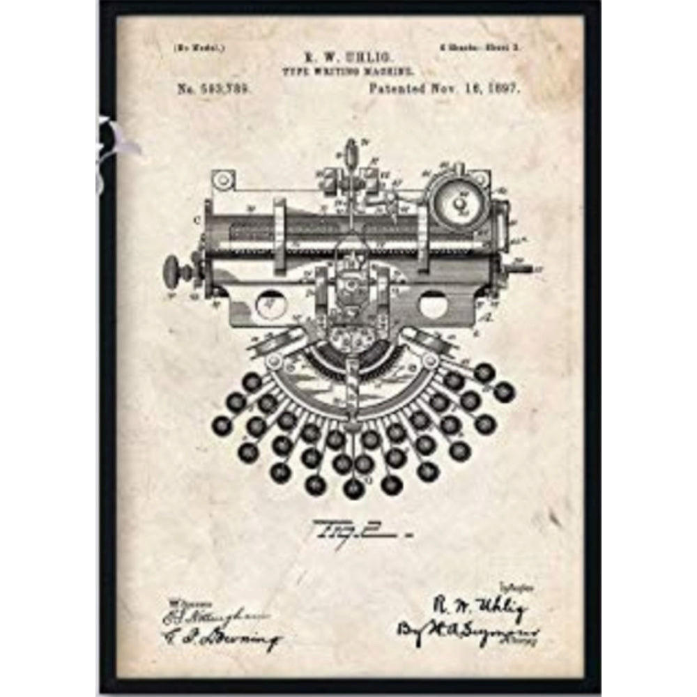 POSTER Schreibmaschine Patent A3 Rahmenlos - Klar, Papier (29.7/5/42cm) - Nacnic