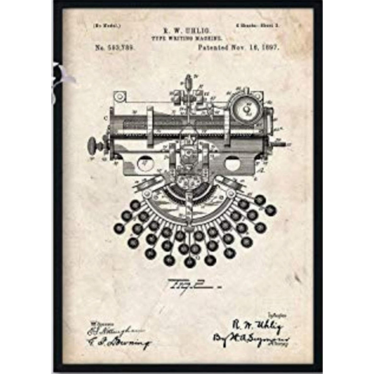 POSTER Schreibmaschine Patent A3 Rahmenlos - Klar, Papier (29.7/5/42cm) - Nacnic