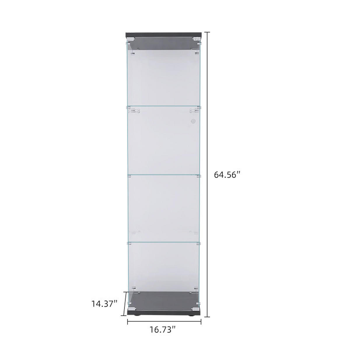 STANDVITRINE 42x164cm Schwarz mit 4 Böden, abschließbar - Schwarz, Glas (14.37/64.56/16.73cm) - SHOPENTRA