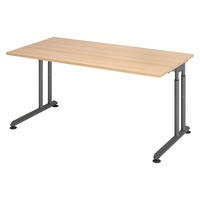 SCHREIBTISCH Serie-Z 80/160/74 cm in Eichefarben/Graphitfarben - Eichefarben/Graphitfarben, Holzwerkstoff (80/160/74cm) - bümö