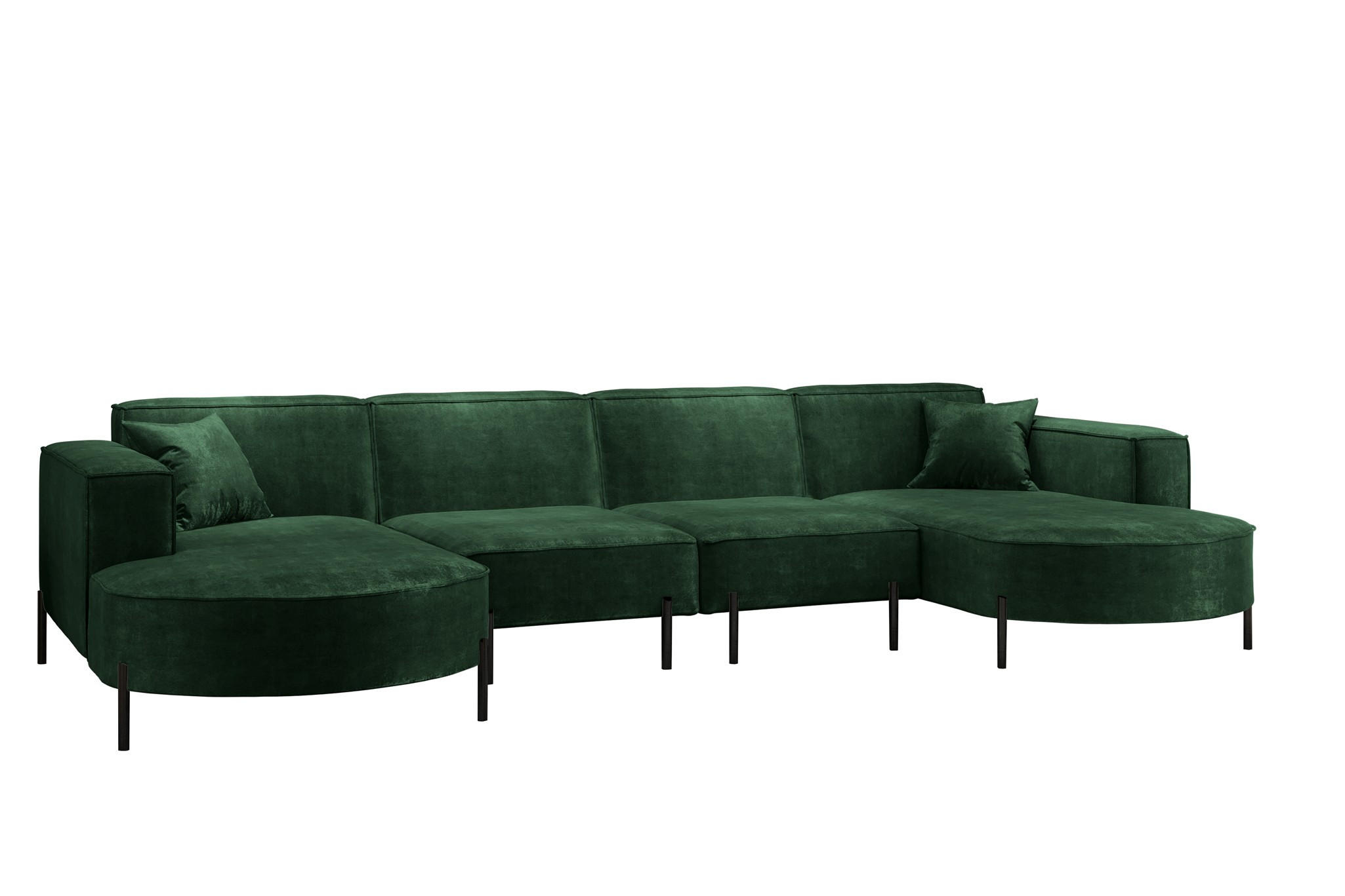 WOHNLANDSCHAFT Valencia Xl - Dunkelgrün, Holzwerkstoff/Textil (384/80/165cm) - Fun Möbel
