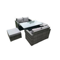 GARTENMÖBELSET Polyrattan 6-Sitzer - Dunkelgrau, Metall - Fimous