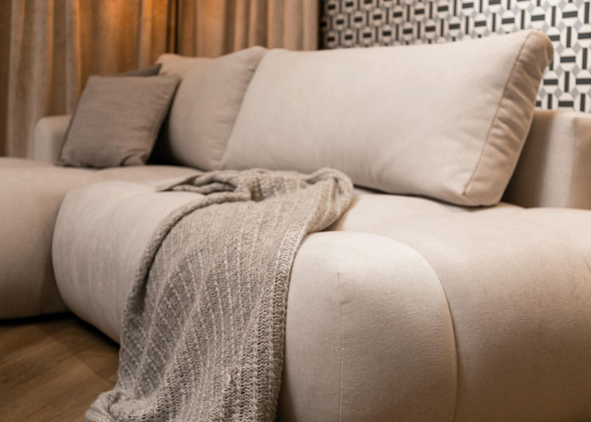 ECKSOFA Ombo Cremeweiß Chenille 280 cm - Creme/Schwarz, Kunststoff/Textil (284/167cm) - Selsey