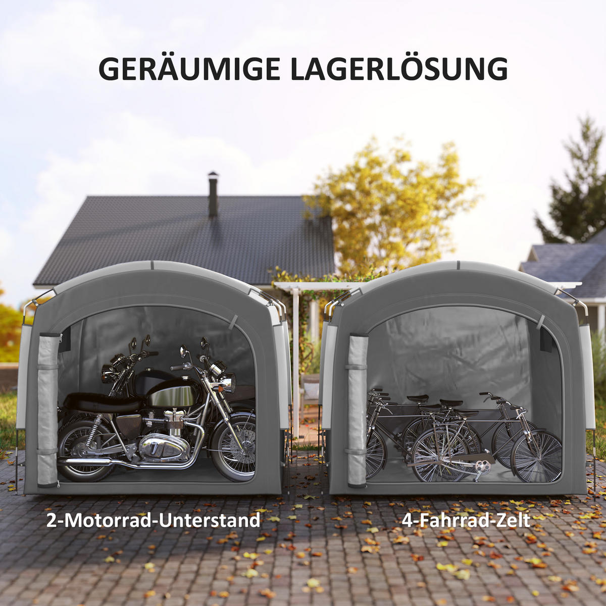 FAHRRADGARAGE Fiberglas Oxford-Gewebe Dunkelgrau - Dunkelgrau, Textil (150/195/220cm) - Outsunny