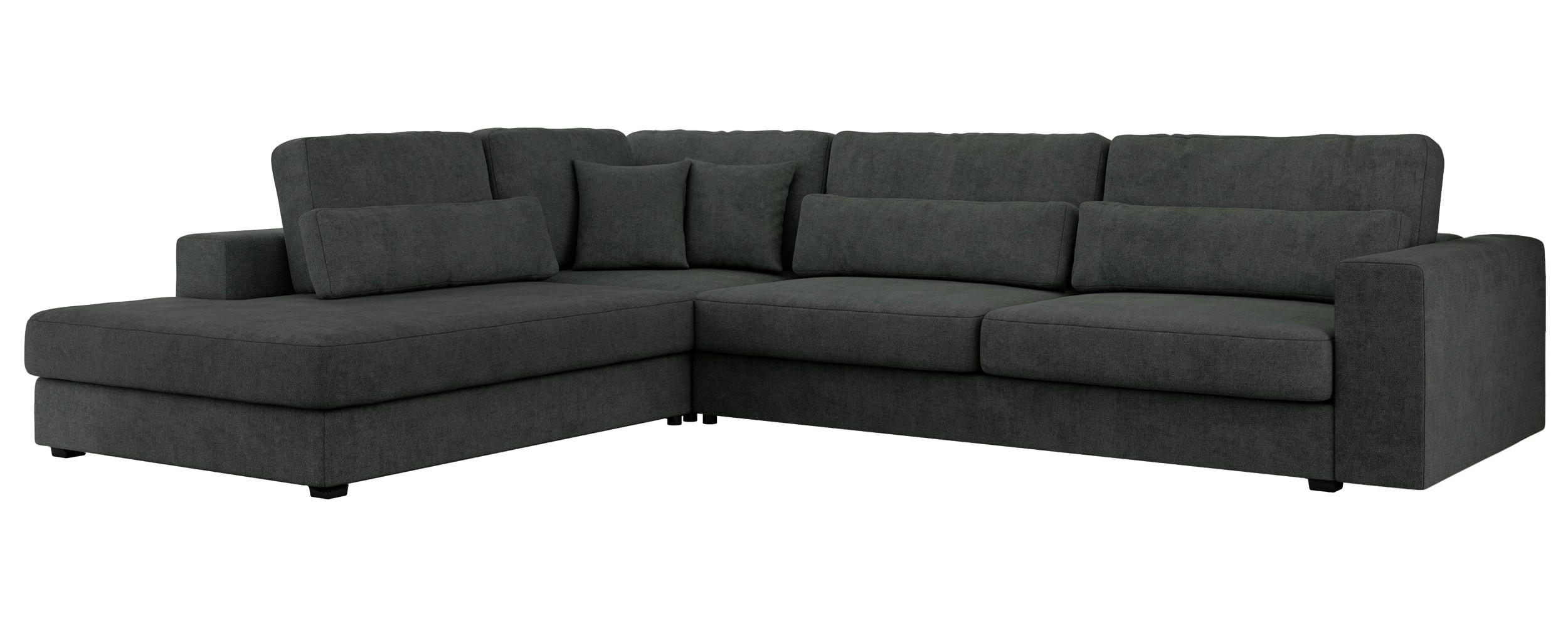 ECKSOFA Savona Dunkelgrau Strukture - links - Dunkelgrau/Schwarz, Kunststoff/Textil (316/249cm) - MKS