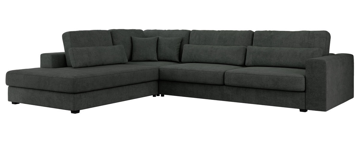 ECKSOFA Savona Dunkelgrau Strukture - links - Dunkelgrau/Schwarz, Kunststoff/Textil (316/249cm) - MKS