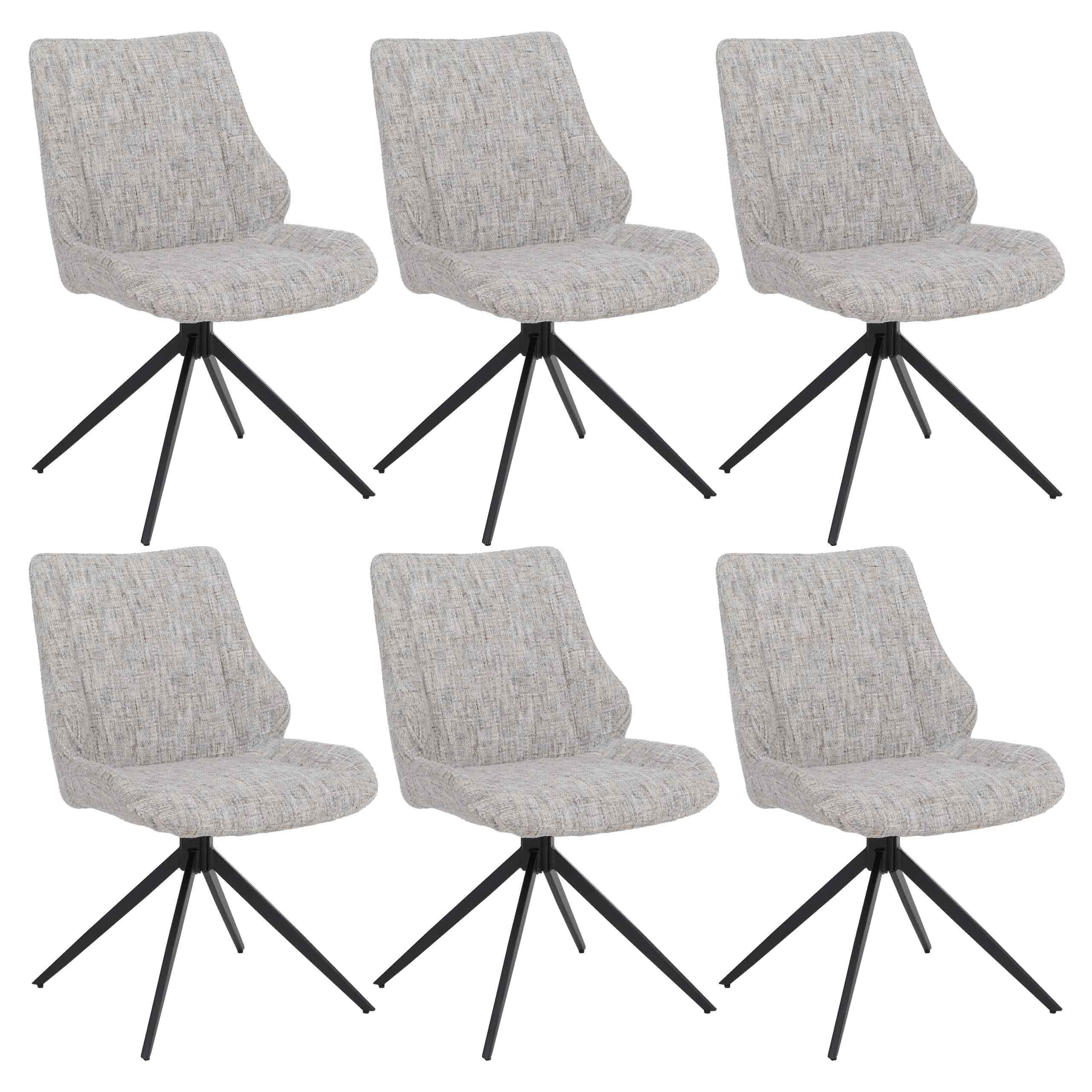 ESSZIMMERSTUHL Schwarz, Cremeweiß 6er-Set - Creme/Schwarz, Textil (55/88/63cm) - MCW