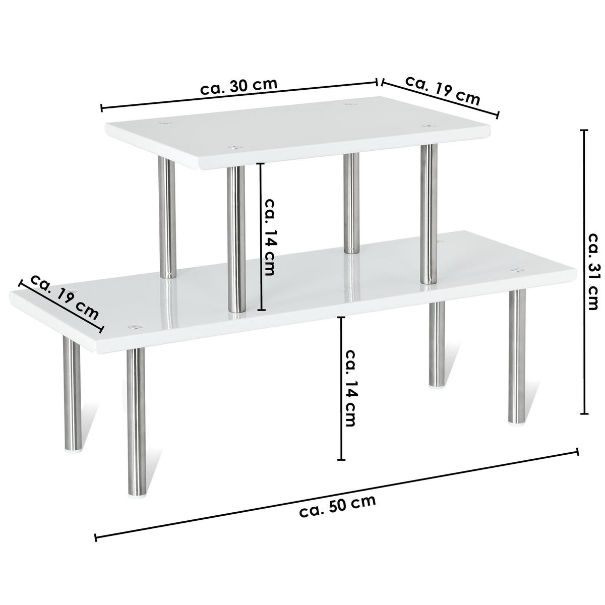 KÜCHENREGAL, weiß, Metall, Edelstahl, Kunststoff - Weiß, Metall (50/19/30cm) - bremermann