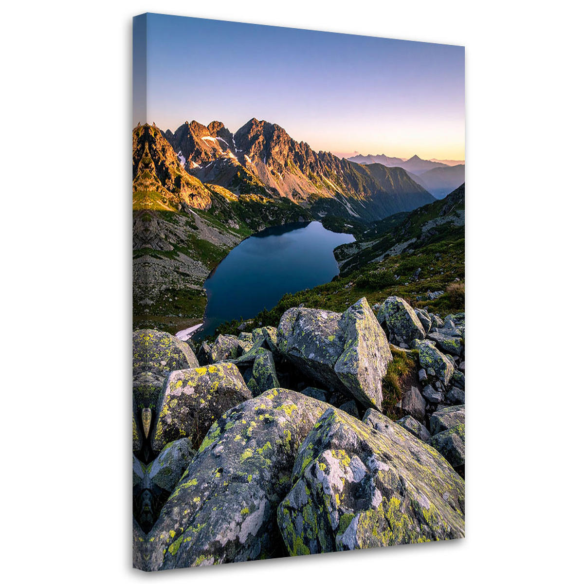 LEINWANDBILD Landschaft See Berge Natur 80x120cm - Grau, Textil (80/120cm) - Feeby