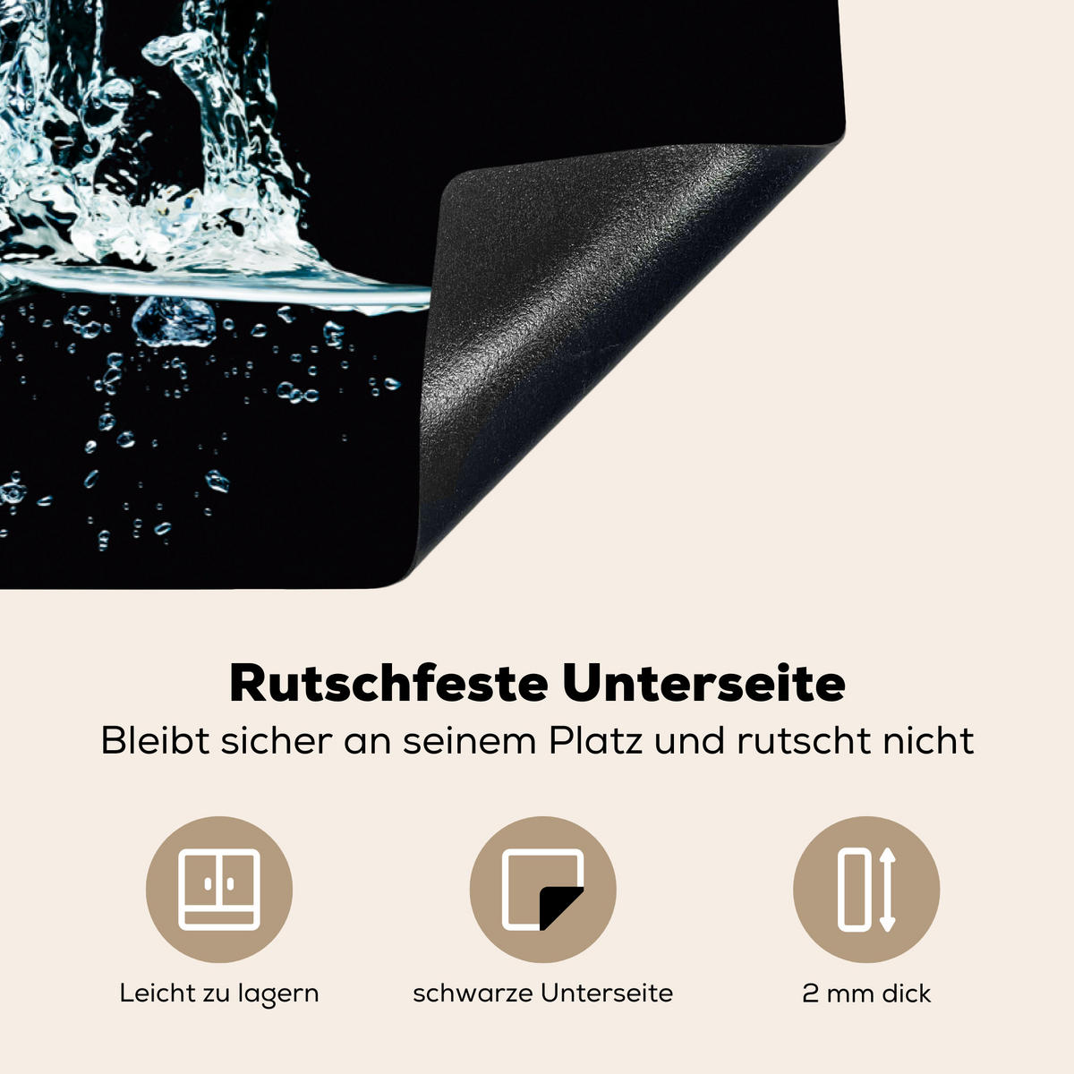 HERDABDECKPLATTE Wasser - Obst - Orange - Erdbeere - Kirsche - Schwarz 77x51 cm - Orange, Kunststoff (77/51/0.2cm) - MuchoWow