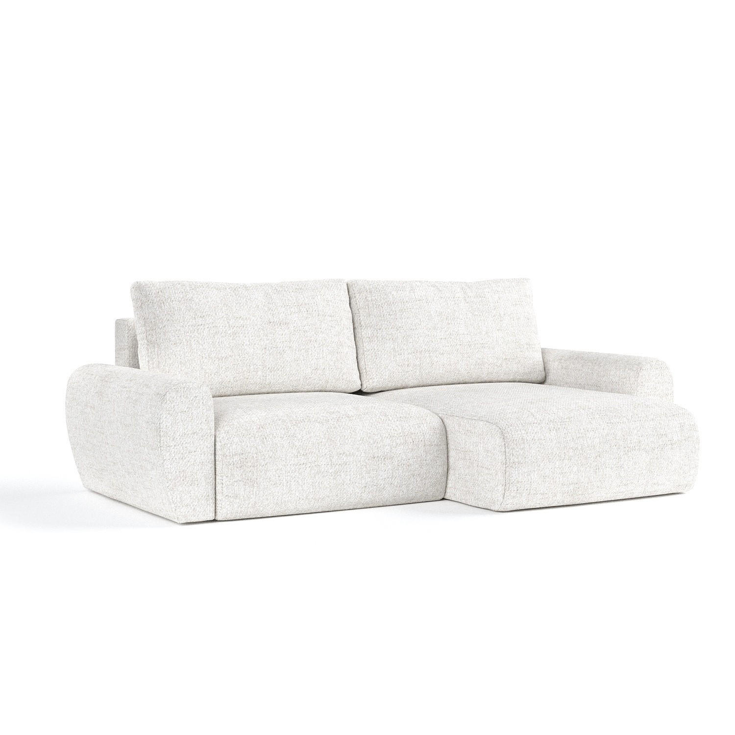 ECKSOFA OMARI mit Schlaffunktion Creme im Neve Stoff - Creme/Schwarz, Holz/Holzwerkstoff (253/153cm) - AltaBeds