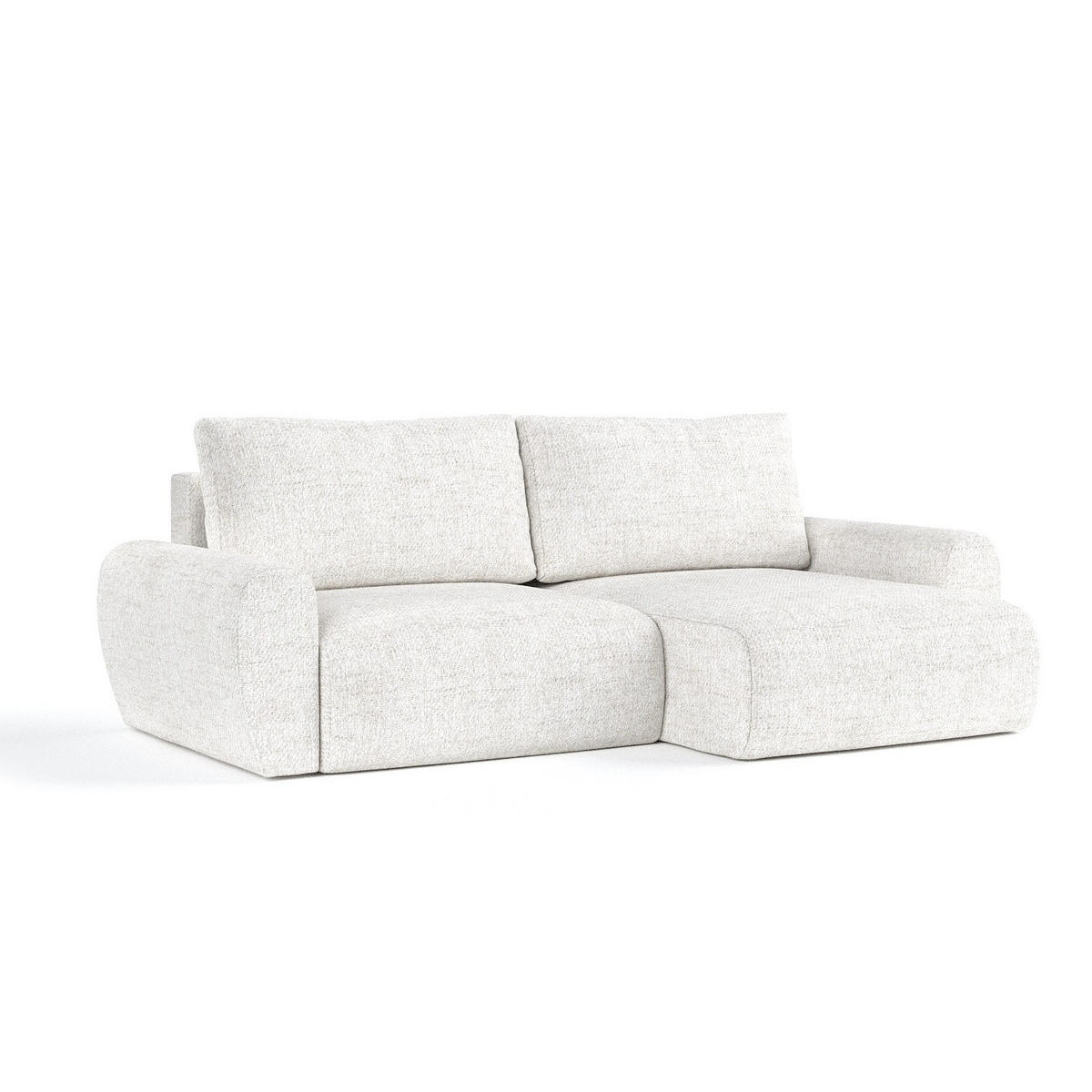 ECKSOFA OMARI mit Schlaffunktion Creme im Neve Stoff - Creme/Schwarz, Holz/Holzwerkstoff (253/153cm) - AltaBeds