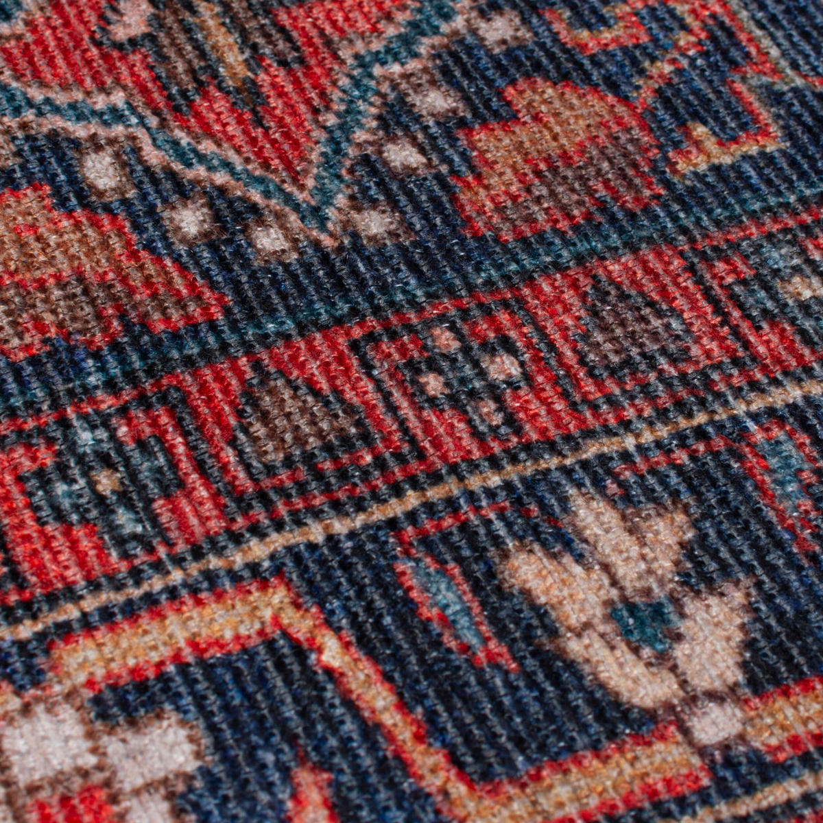 TEPPICH waschbar Medallion Muster, Orientalisch, Wohnzimmer schmutzabweisend Rot Rechteckig 190x290 - Rot, Textil (190/290cm) - KADIMA DESIGN