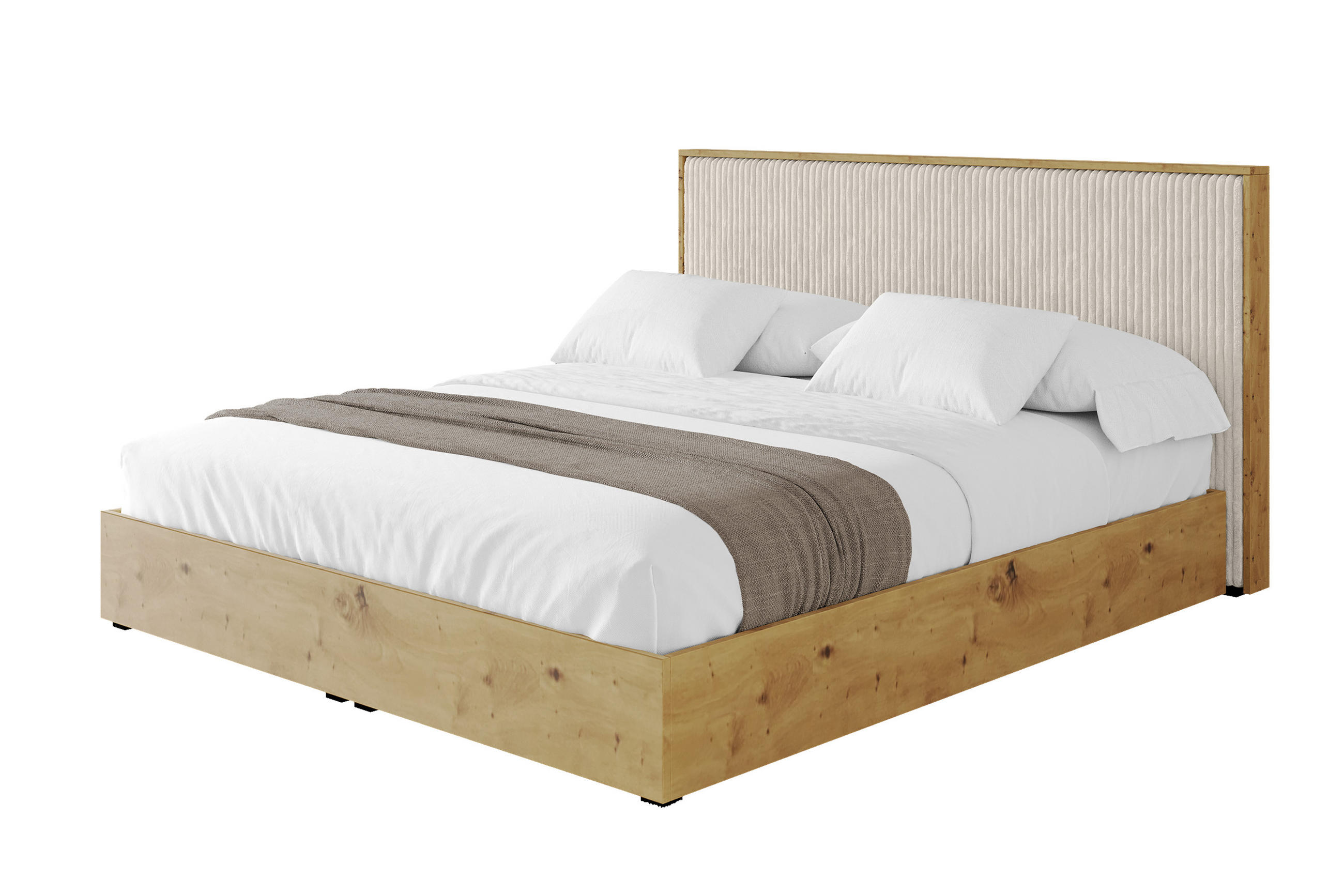 POLSTERBETT mit Bettkasten und Lattenrost, Boxbett mit Kopftei und Stauraum ohne Matratze - ENZO10 120x200 Creme - Creme, Holzwerkstoff/Textil (120/200cm) - ALTDECOR