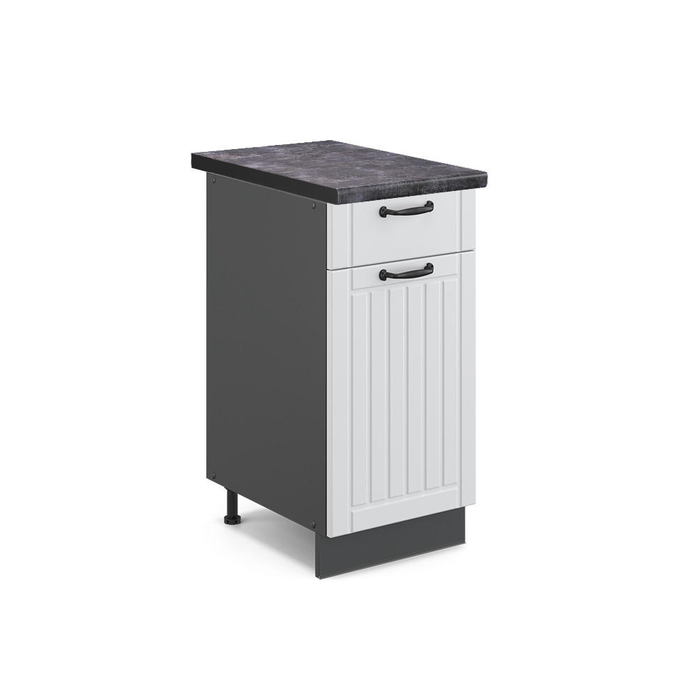 KÜCHENUNTERSCHRANK Fame-Line Weiß Landhaus 40 cm, AP Anthrazit - Anthrazit/Creme, Holzwerkstoff (40/82/60cm) - Vicco