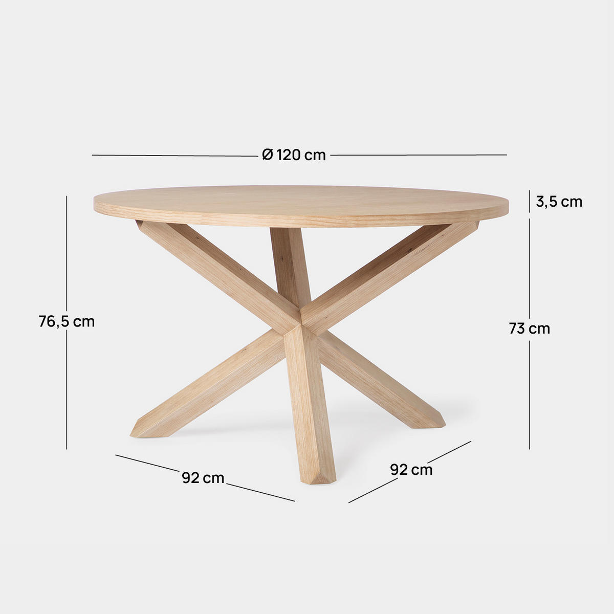 ESSTISCH Isak Natürlich 120 cm x 76,5 cm - Naturfarben, Holzwerkstoff (120/120/76cm) - Klast Home