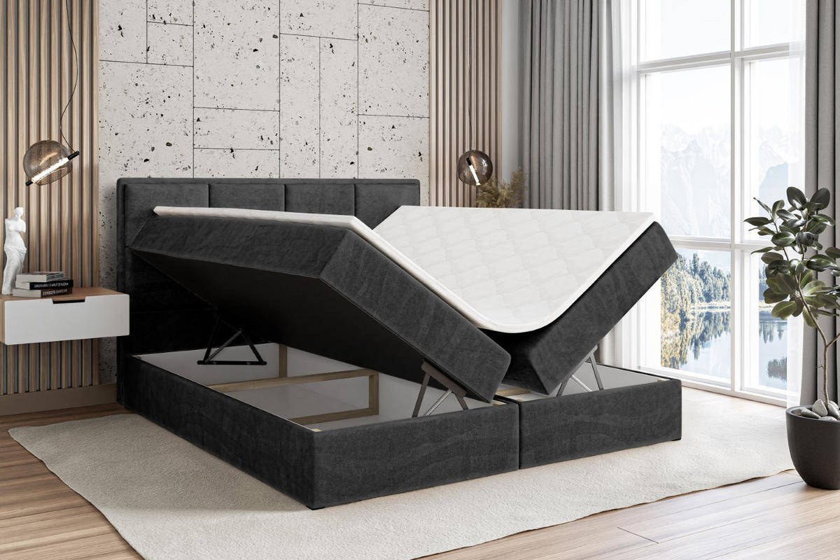 BOXBETT mit Matratze H3 und Lattenrost - NOVA - 120x200 Schwarz - Schwarz, Holzwerkstoff (120/200cm) - ALTDECOR