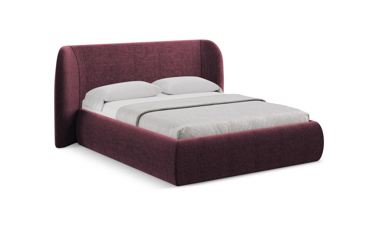 POLSTERBETT mit Bettkasten und Lattenrost 190x215 Rot - Rot/Weinrot, Kunststoff/Textil (140/200cm) - Makamii