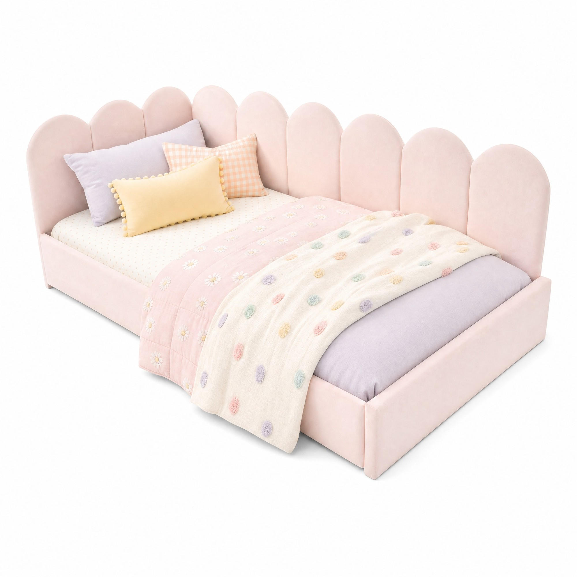 POLSTERBETT 90/190 cm in Rosa Samt mit 2 Schubladen und Rückenlehne - Rosa, Holzwerkstoff/Textil (90/190cm) - CHICFURN