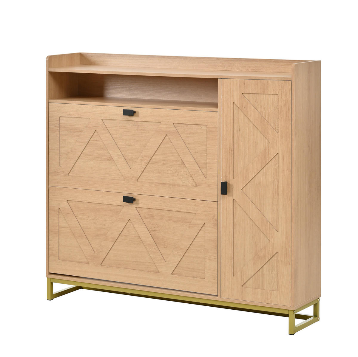 SCHUHSCHRANK mit Klappfächern 110 x 24 x 100 cm Natur - Braun, Holzwerkstoff (24/100/110cm) - Beauniv