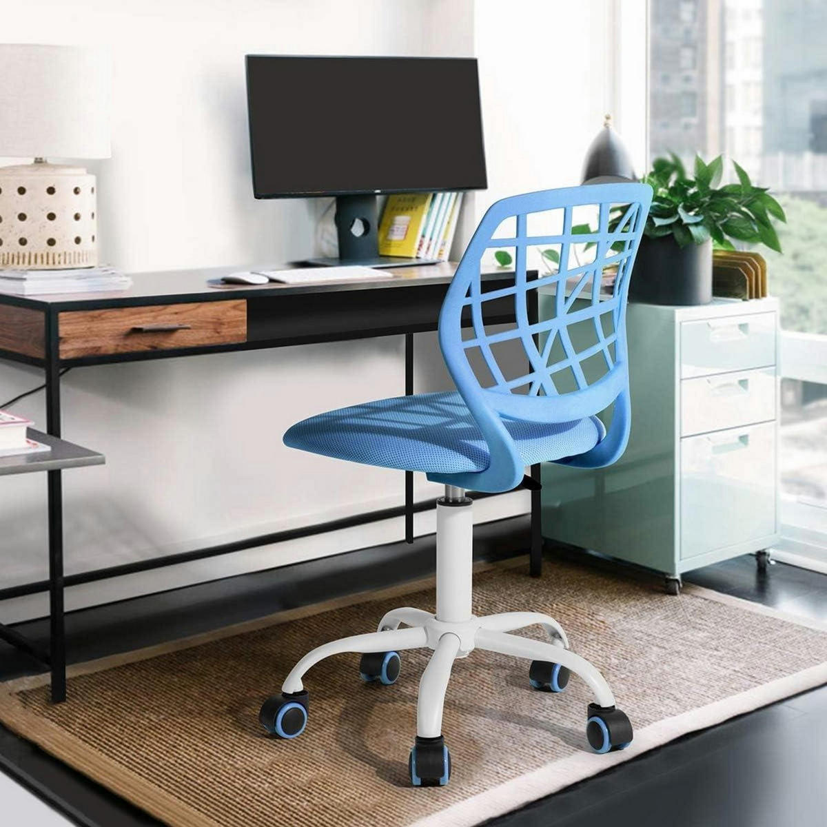 BÜROSTUHL höhenverstellbar ohne Armlehne Blau - Blau, Textil (45.5/75/31.5cm)