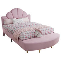 SAMT-POLSTERBETT 140/200 cm in Rosa mit gepolstertem Kopfteil und Bettbank - Rosa, Textil (140/200cm) - BEAOK