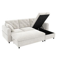 ECKSOFA 219/131/86 cm aus Samt mit Stauraum und variabler Chaiselongue Beige - Beige, Textil (131/219cm) - Modenvie