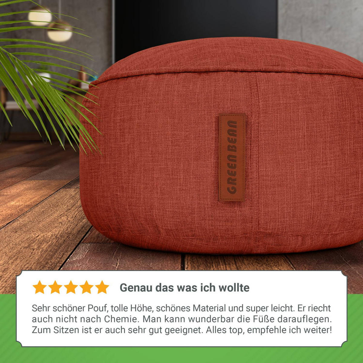 SITZSACK-HOCKER "Home Linen" 45x25cm - Rot, Textil (45/25/45cm) - Green Bean