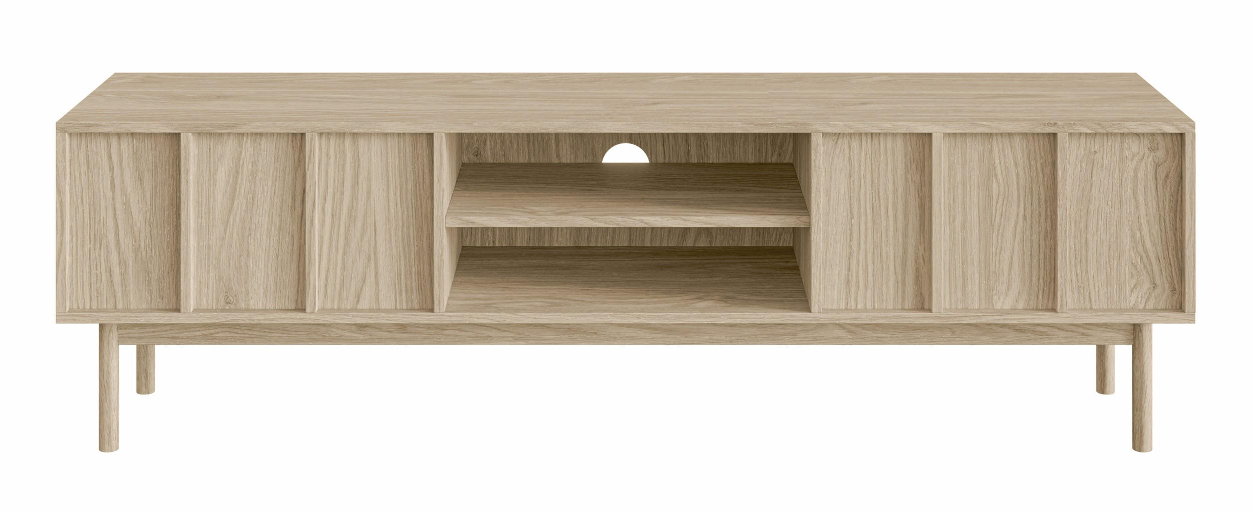 Selsey TV stolek Neksto s dřevěnými lamelami a dubovými nohami 175/50/40 cm