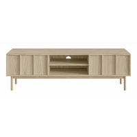 TV-LOWBOARD Neksto mit Holzlamellen und Eichenfüßen 175/50/40 cm - Beige, Holz/Holzwerkstoff (170/50/40cm) - Selsey