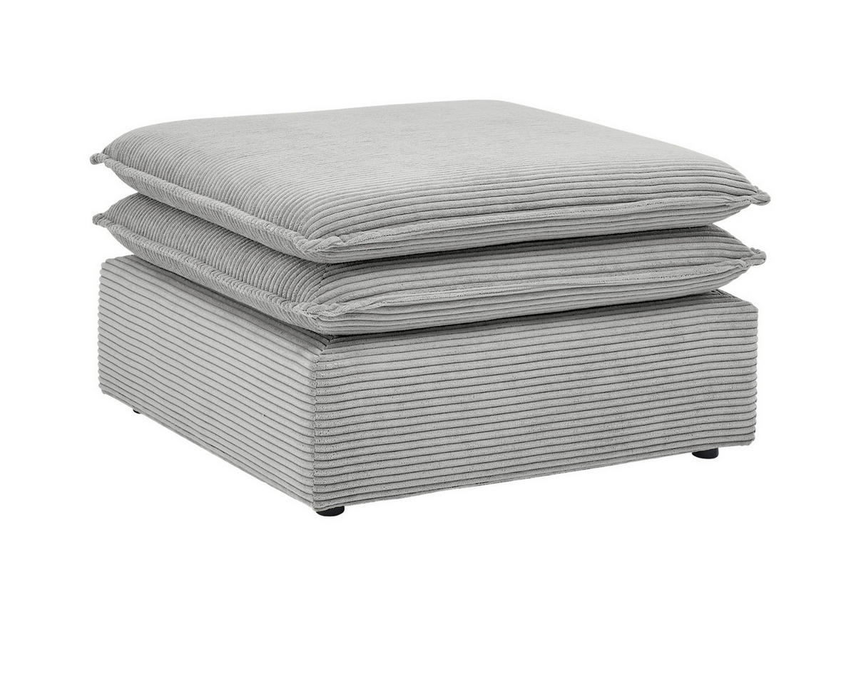 SOFA-SET hellgrau Cord, Couch 2-Sitzer inklusive Hocker - Beige/Hellgrau, Holz/Textil (180/83/161cm) - Furn.Design