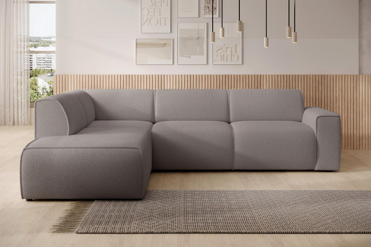 ROHOVÁ POHOVKA Bouvi sivohnedá, vľavo - čierna/sivohnedá, textil/plast (292/220cm) - Selsey
