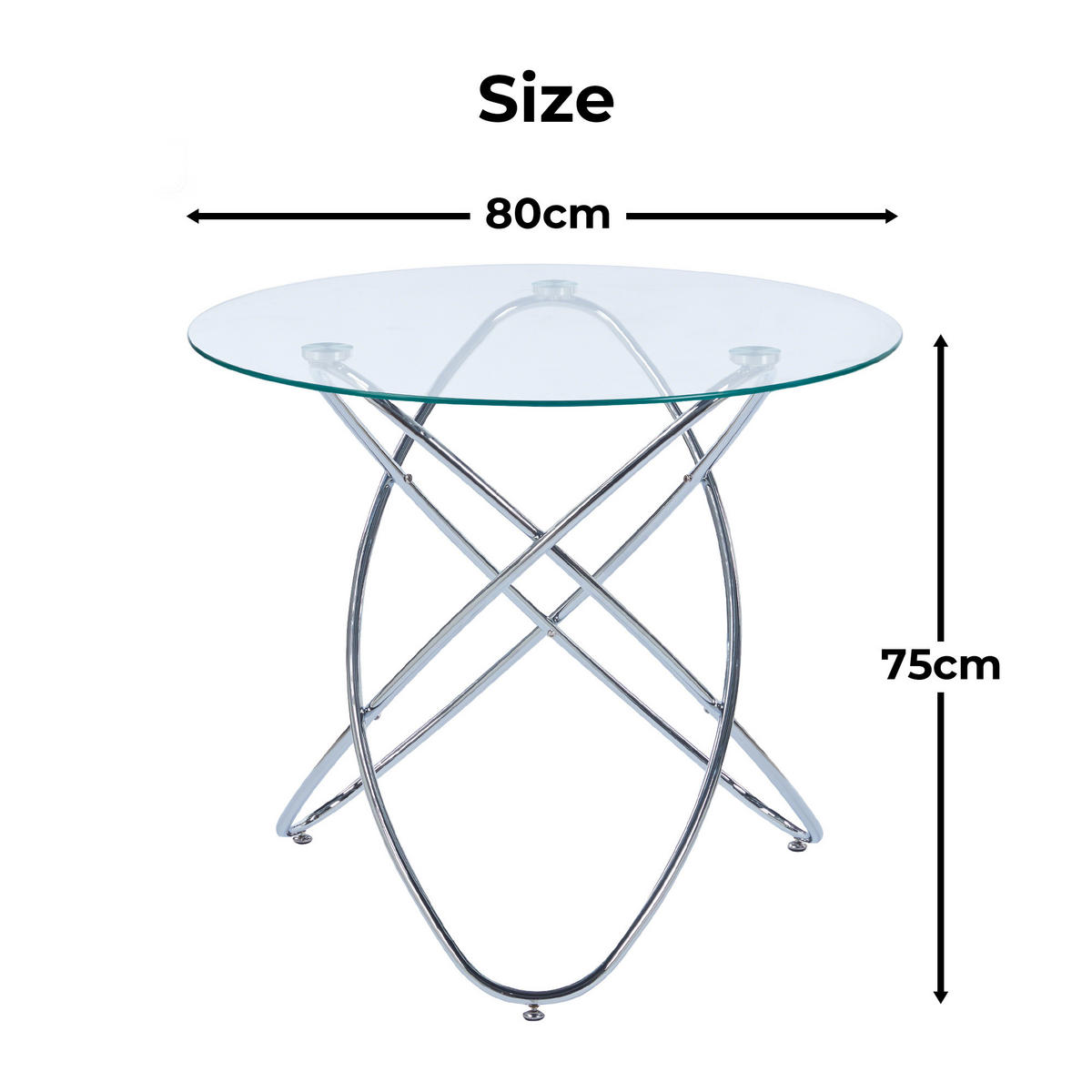 ESSTISCH 80/80/75 cm chrom aus Glas mit Metallgestell pflegeleichter Oberfläche - Chromfarben, Glas (80/80/75cm) - OKWISH