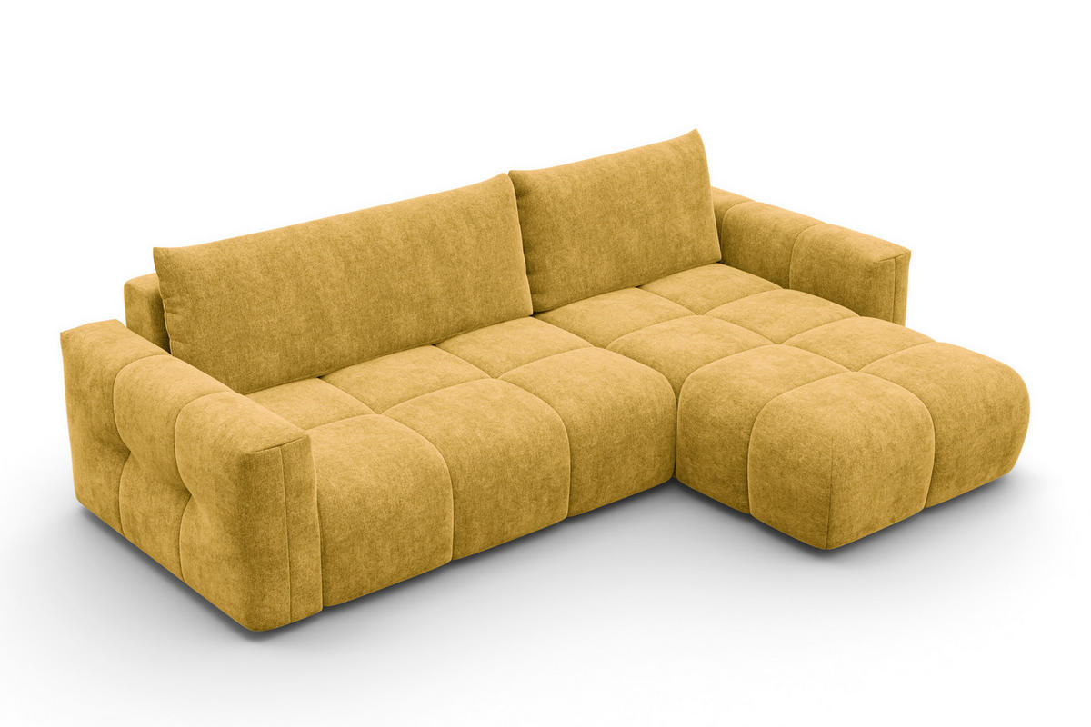 ECKSOFA VERONA 4-Sitzer rechts, Gelb - Gelb/Schwarz, Holz/Textil (266/173cm) - Courtois Laville