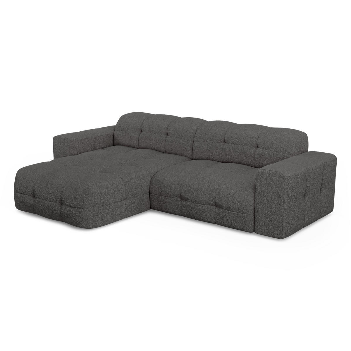 ECKSOFA LINKS Bouclé-Stoff Graphitgrau 230cm - Graphitfarben/Grau, Textil (155/230cm) - Sia Home
