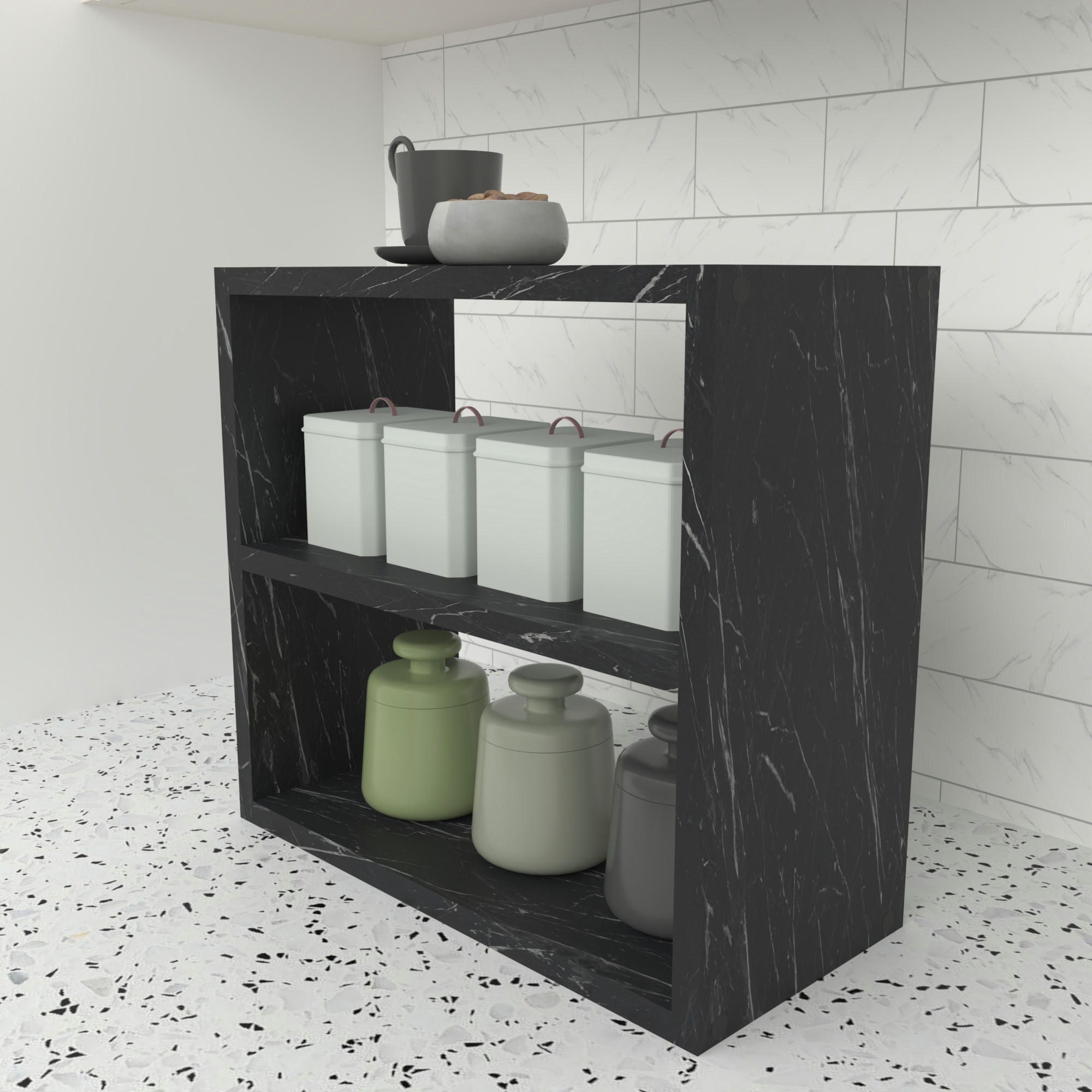 KÜCHENREGAL Hjo - Schwarz, Holzwerkstoff (43.5/40/20cm) - [en.casa]