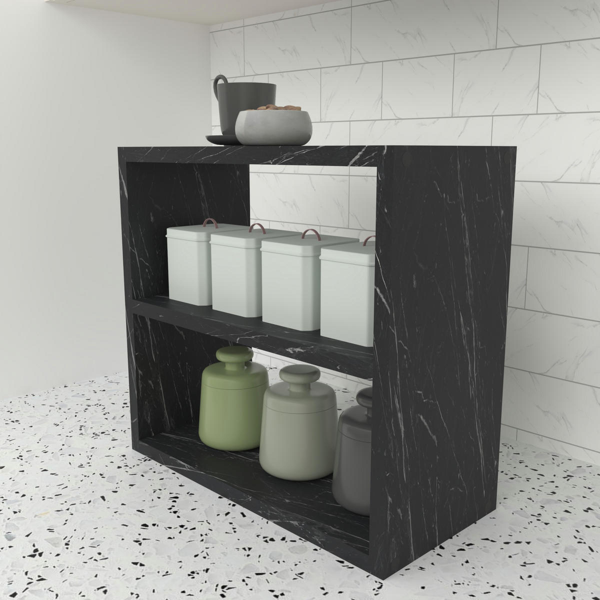 KÜCHENREGAL Hjo - Schwarz, Holzwerkstoff (43.5/40/20cm) - [en.casa]
