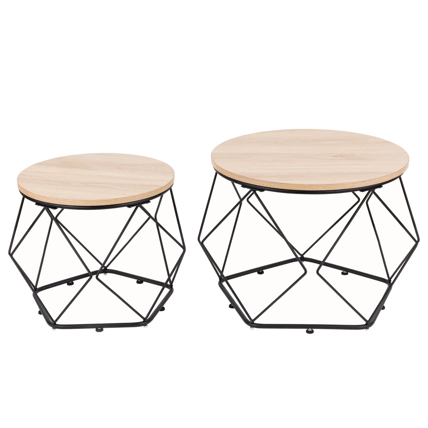 BEISTELLTISCH 2er-Set - Eiche Dekor / Schwarz - Eichefarben/Schwarz, Holzwerkstoff/Kunststoff (50/50/40cm) - home24
